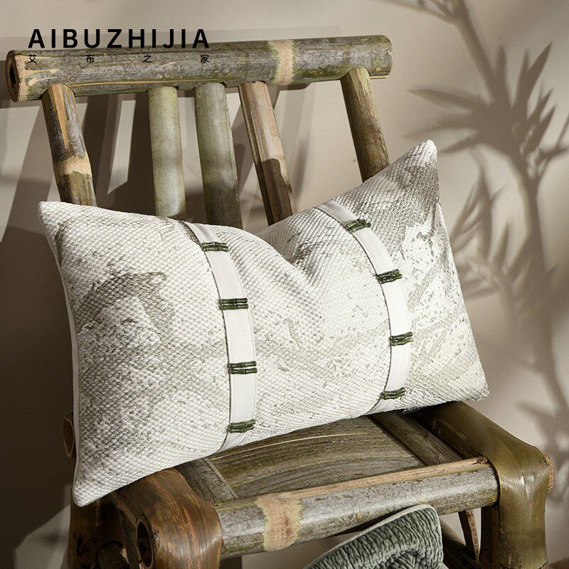 艾布之家2024新款中式靠垫客厅轻奢高级感简约绿色沙发抱枕靠枕套