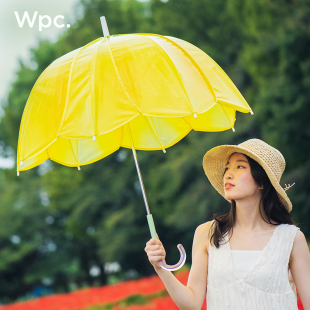 新款Wpc.郁金香花瓣形状雨伞透明渐变时尚设计高颜值女生长柄雨伞