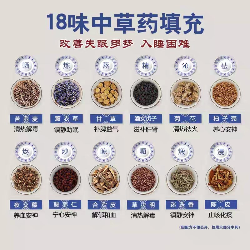 睡眠神器深度养生艾草薰衣草荞麦决明子中药安神护颈椎助睡眠枕头