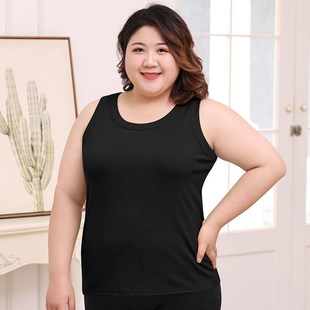 收腰显瘦内搭无袖 加肥微胖mm百搭u领打底吊带背心女春大码 上衣