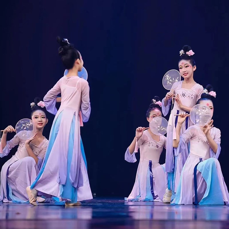 古典舞演出服儿童江南少女春三月胭脂妆桃花笑中国风舞蹈表演汉服