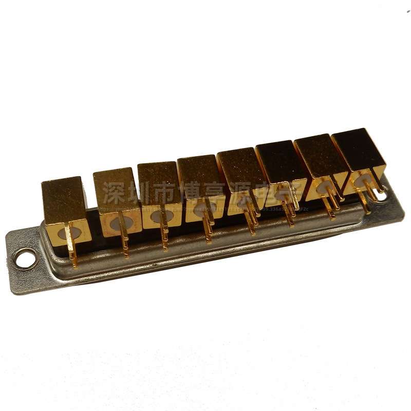 8W8射频弯脚公头D-SUB连接器 8芯同轴90度弯脚公座D-SUB接插件