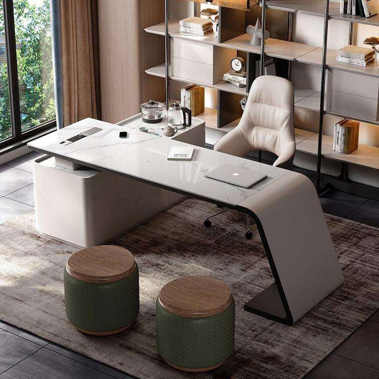 轻奢岩板客厅书台长书桌茶桌一体两用家用泡茶办公台办公桌带茶台