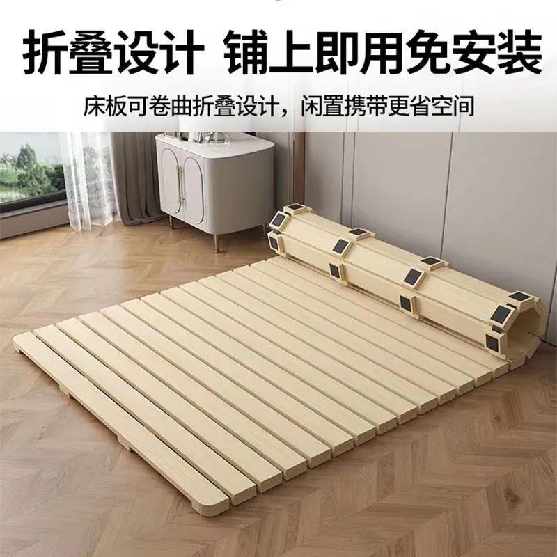 #榻榻米透气防潮折叠护脊椎松木床架排骨架实木护腰床板