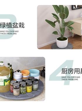 转盘展示台旋转底插花艺师板岩石圆形打外包转盘盆景座展示室NVF