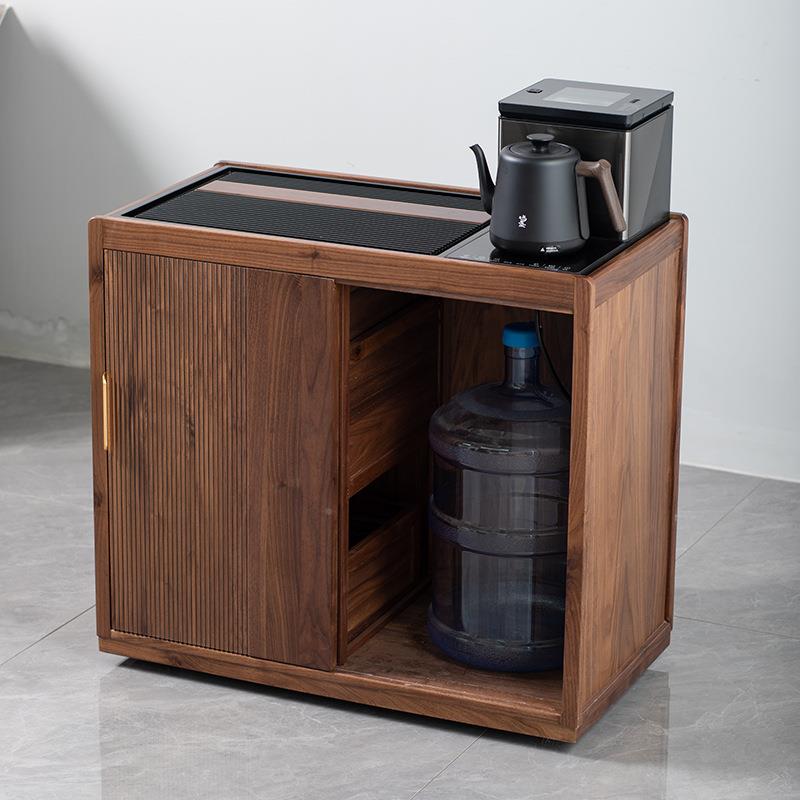 北黑胡一桃木可移动茶台茶水小户型实PKF木边柜烧水体柜茶几泡美