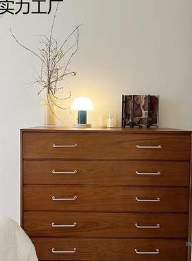 实木家斗柜中古风复古五斗柜用餐柜边沙斗柜KBZ抽发屉收纳柜储物
