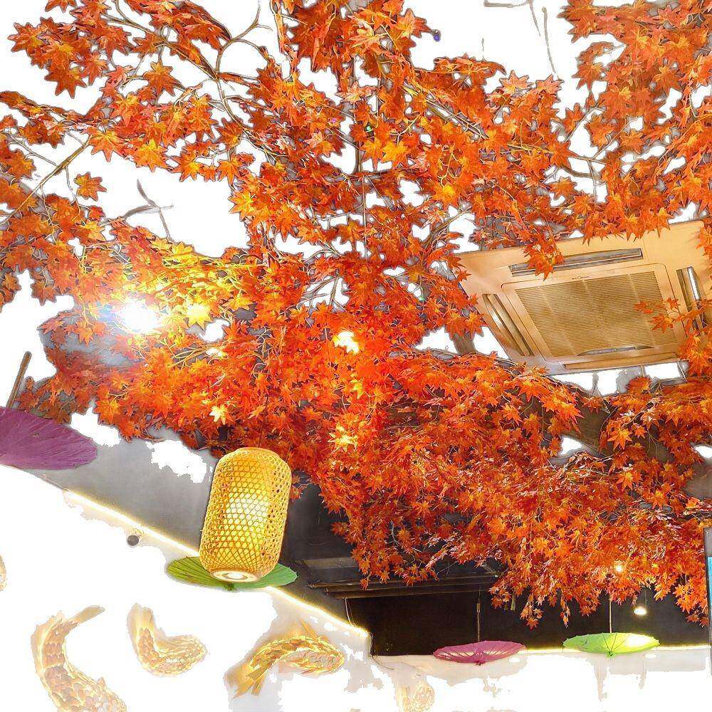 仿藤枫叶吊顶装饰红枫藤条天花板假绿真植吊顶叶遮丑蔓VFL植物假