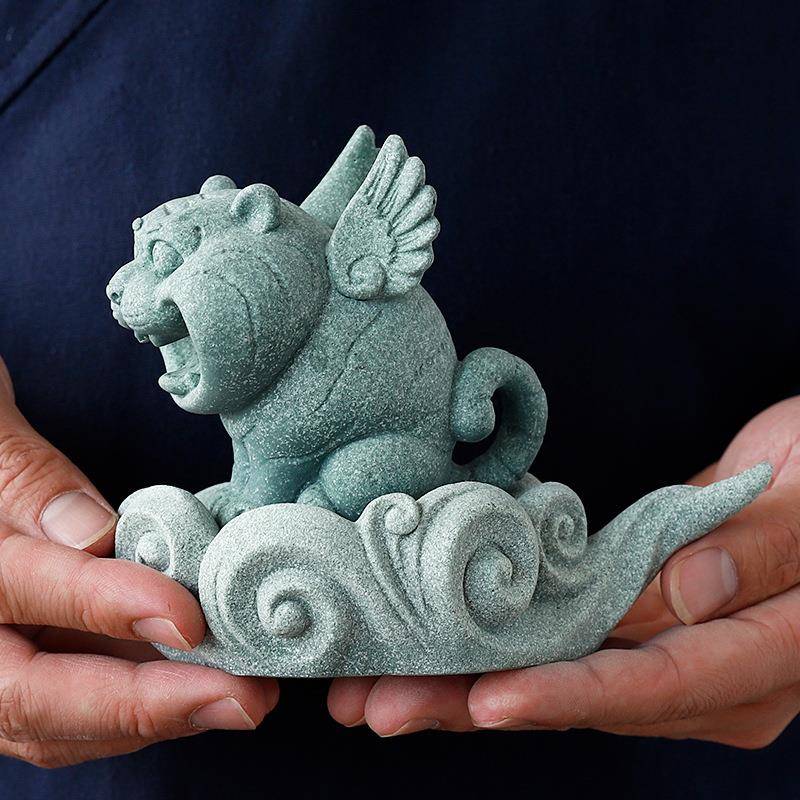 青砂石茶PVB摆件创意桌面鱼造景瑞宠茶兽精品可养玩中式家居手把