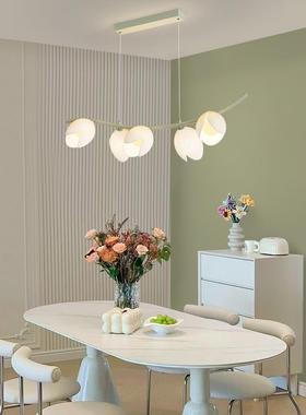 式餐厅灯吧台灯长方形餐桌2CWQ02灯5年新款吊绿色奶油风法长条灯