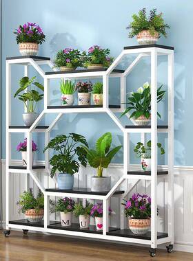 花置物架架阳台盆架多肉花架HDX子内窗台室客厅铁艺花悬挂式花盆