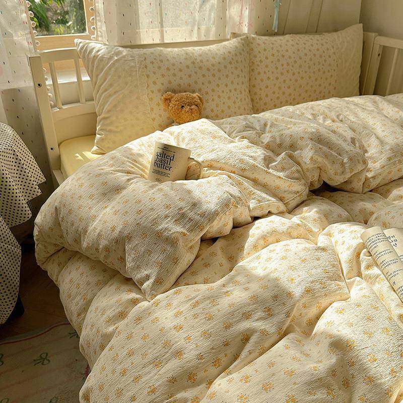 法式蕾丝花套边品床上用四件纯棉全棉沐芷-宽被套床单被床笠宿舍,床上用品,床品套件/四件套/多件套,淘宝优惠券,粉丝福利购,淘宝优惠卷