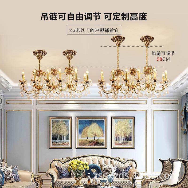灯全铜餐厅吊灯845创意法式长方形程铜欧式别墅酒店工客厅歺水厅