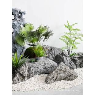 石头造景鱼缸假景山石花园户内外庭院观石室装饰KXE-石头件摆摄影