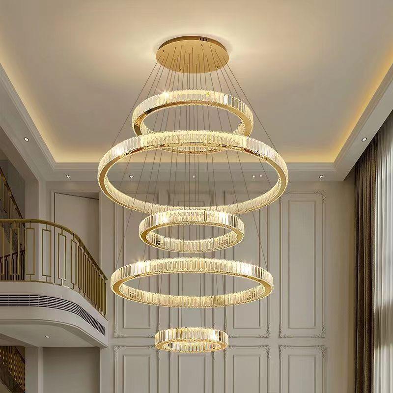 大复式楼中空大吊灯客厅灯别墅楼楼BUC挑空堂吊灯楼梯间水中晶吊