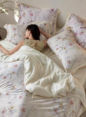 1A类60支奥地利兰精IMA丝印花四件套夏莱季00赛尔冰丝天床单被套