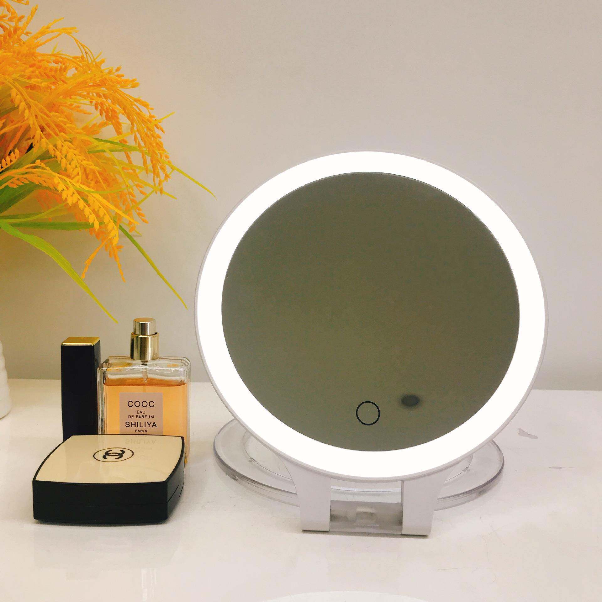 面LED化妆镜便携台式主UMS镜双发光折叠10X补妆公镜205创2意双面