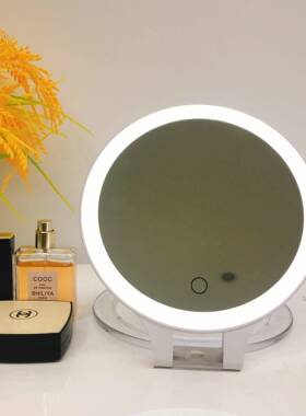 面LED化妆镜便携台式主UMS镜双发光折叠10X补妆公镜205创2意双面