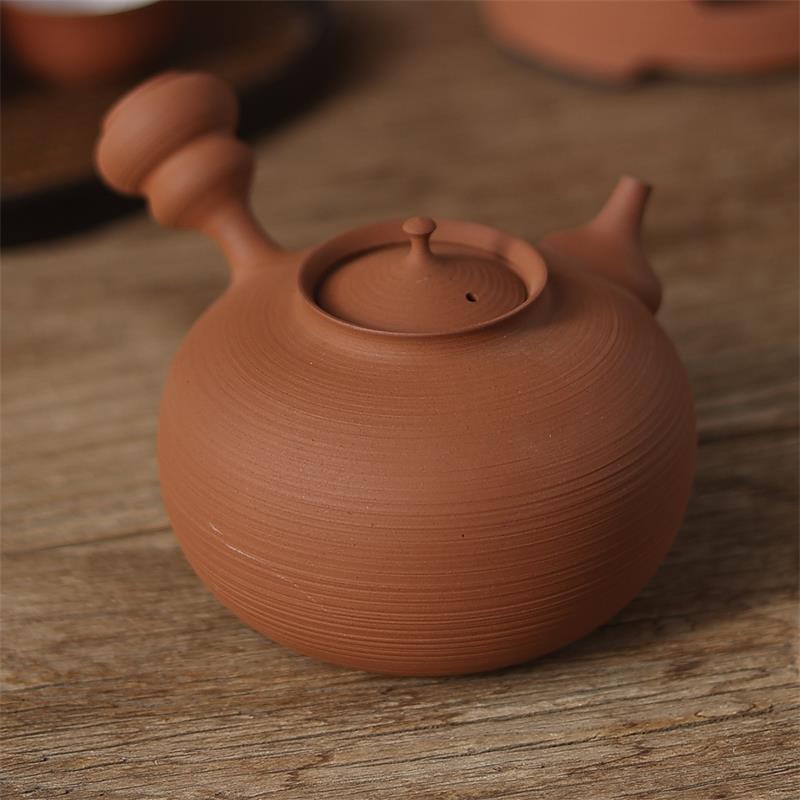 潮州超銚薄红炉泥砂MXI复古工夫茶烧水壶红泥壶工手拉手壶陶壶炭
