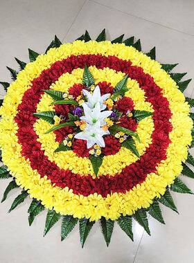 高SLS档仿花圈假花花菊1米2高档清明祭祀祭祖葬追悼扫墓陵真殡园