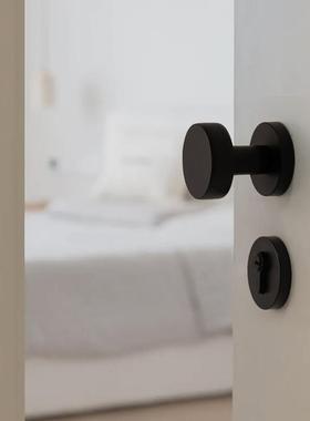 黑色室木简约卧室门锁LRT家用通用型锁内磁吸静音房门锁分体门门