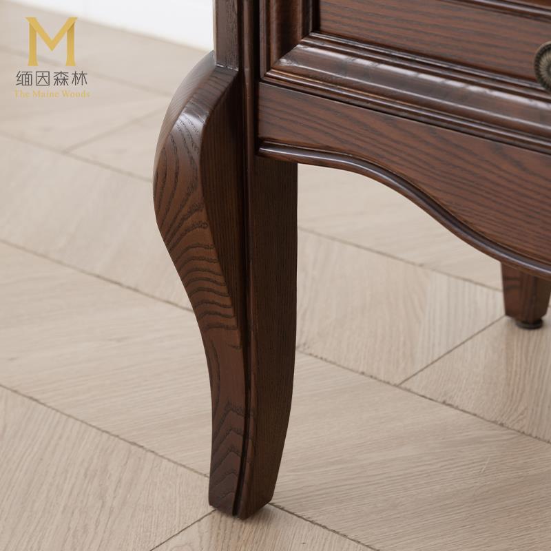 0A美式乡大气头柜实木白蜡户木大型全实LWU木纯原木床整装美式村