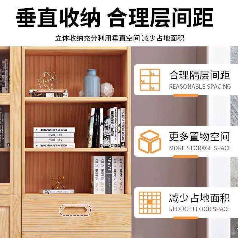 防尘书柜玻门实RLD木书架置物架带门落家用儿童落客厅地璃简约立