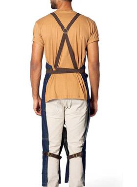 欧后美裤风帆布围裙交围叉可VTB调节绑带分腿工装理发师工作服牛