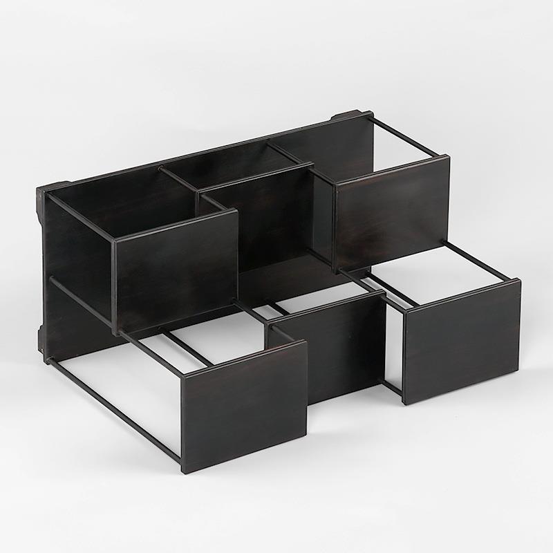 紫光檀木前后高茶低博古子多宝阁古董壶紫砂工艺品摆件展壶RLR示