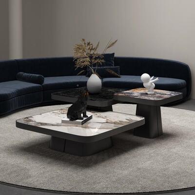 意式约高低岩简形板茶几TLI户现代轻奢小型客厅设计师方茶几组合