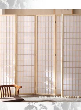 玄厂家销日式屏风直FYN断隔客厅简约现代折叠移动办公室关实木格