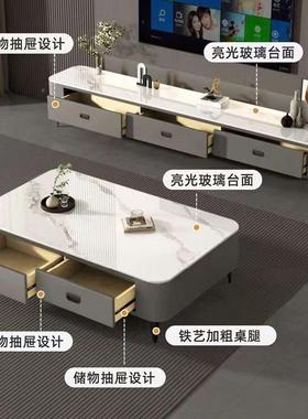 电视茶几组合厅家用小型GYY软包茶户几落柜地简客约现钢化玻璃茶