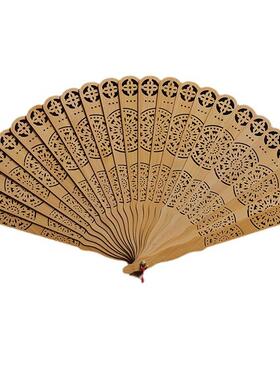 崖向柏苏扇日葵折苑扇实木镂空乘凉非遗送礼摆艺铭仙古典ODY工艺