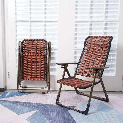 折叠椅办公室午休椅午睡椅懒人椅户椅休闲阳椅CUW老人台子编藤躺