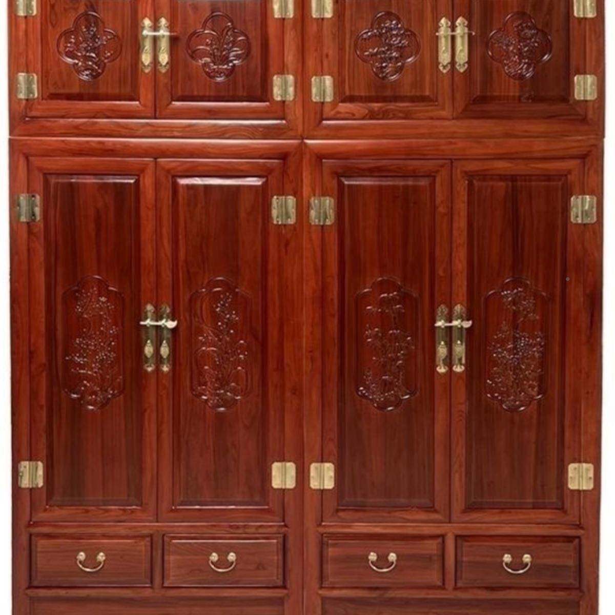 木榆顶FVB箱柜实木大衣柜中式收纳柜卧室家用储全物柜老明清仿古