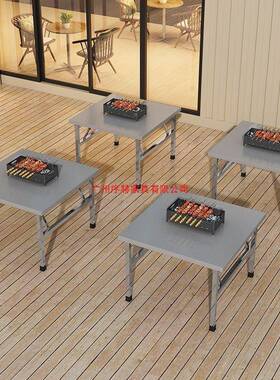 不锈钢折叠桌餐小桌家宿舍出吃IWQ租房饭桌写字学习桌摆用摊便携