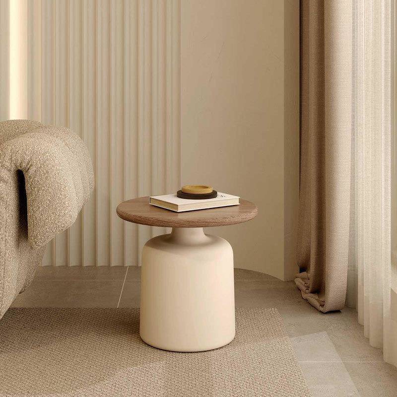 奶油风实木茶几客厅家用小户型几简约现代网红茶MOQ0252款新圆形