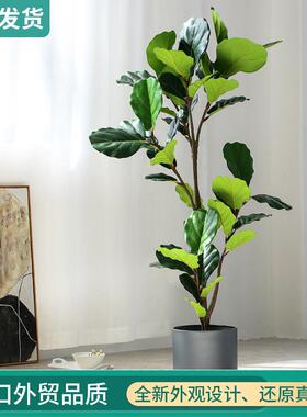 芊蔚仿真植物绿盆栽琴榕假植大盆型景室内叶落地摆件家居装饰ZFO