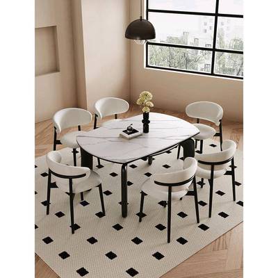 中缩风叠实木餐桌椅20折25新款奶57540油复古黑色美古式法式伸可