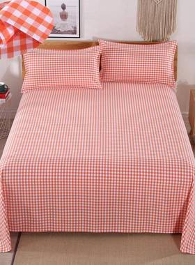 VZHV棉45O纯老布粗床单单人件加厚加密100学生宿舍双棉麻小格子