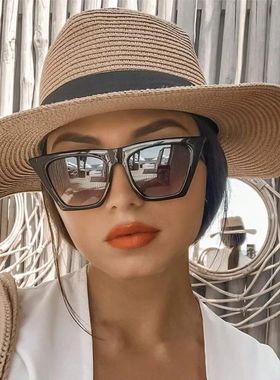 1pc Summer Women's Fashion Straw Hat Panama Style Sun Hat