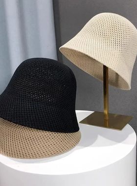 Women Bucket Hat Summer Hollow Out Thin Breathable Sun Hat
