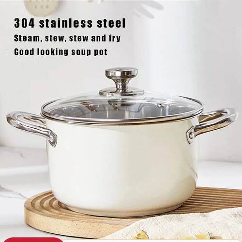 304 Stainless Steel Soup Pot Non-stick Frying Pan with lid