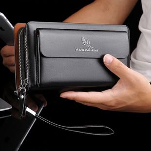 Men'S Clutch Bag PU Leather Zipper Wallet Passcard Fashion