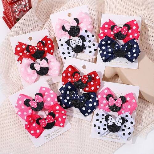 2pcs/Set Grils Lovely Polka Dot Bow Hair Clips for Hair Todd