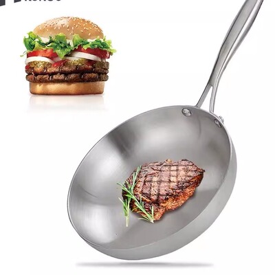 304 Stainless Steel Frying Pan Un-coated Flat Pan Household