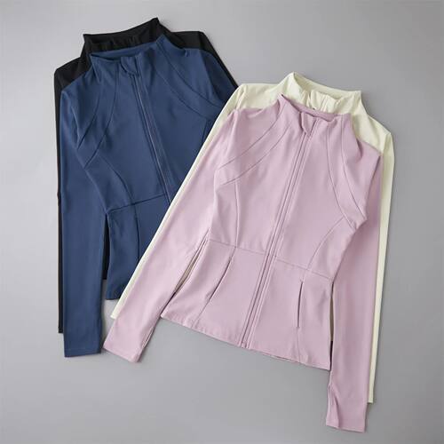 Yoga Tops Windbreaker Zipper Running Jackets Women Long Slee