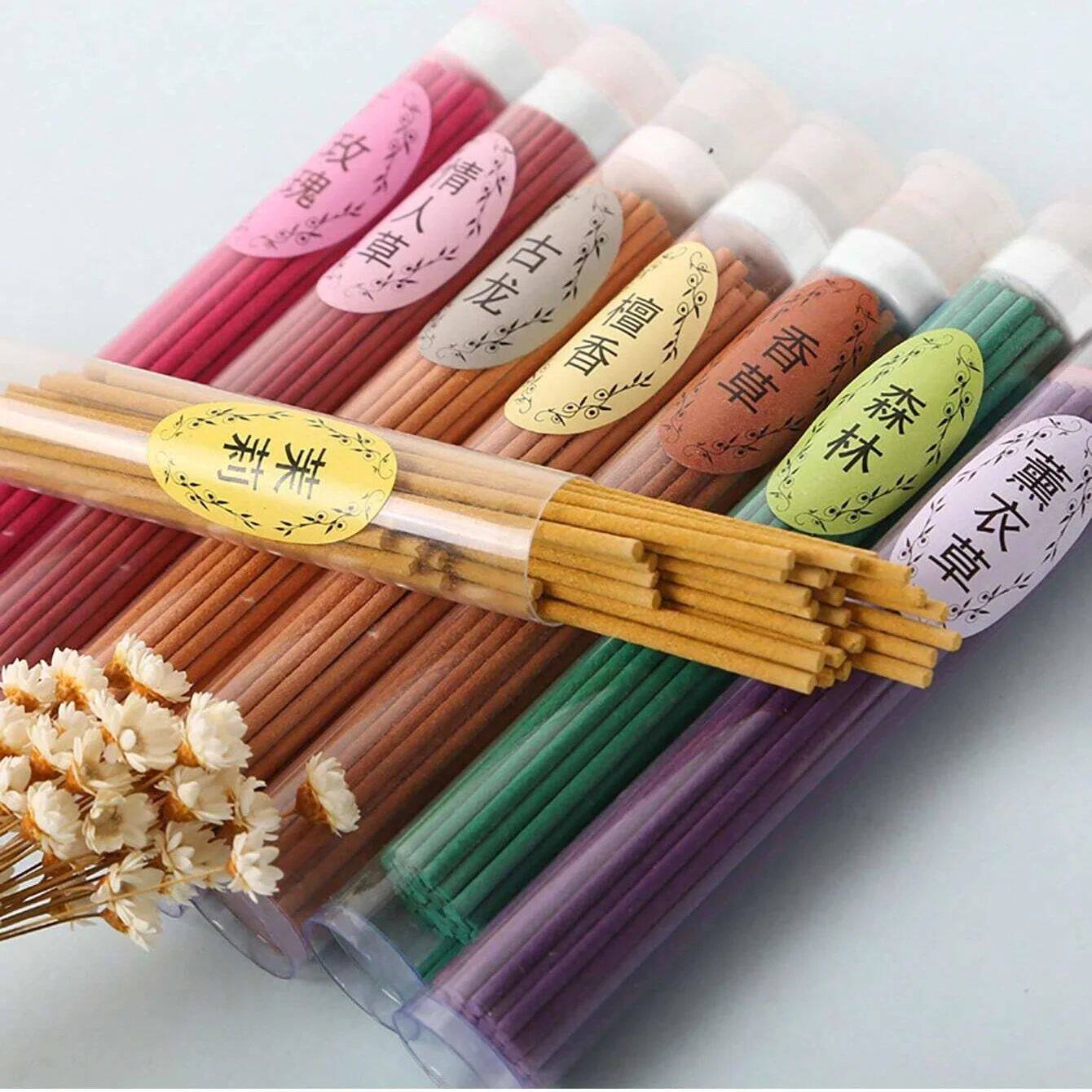 50Pcs/box Natural Incense Sticks Jasmine Lavender Scented
