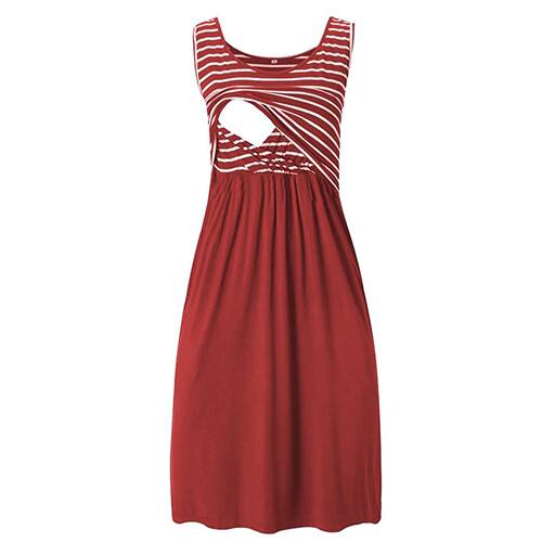 Women's Pregnancy Sleeveless Nursing Dress Maternity Dress