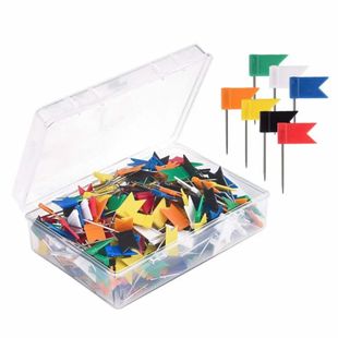 100Pc Flag Push Pins Marker Long Needle Thumbtack for Office